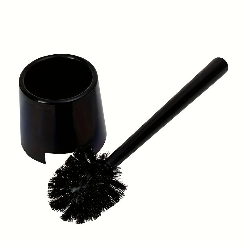 Non-Electric Toilet Brush Set with Flexible Long Handle, Plastic Cleaning Brush for Bathroom Bowls with No Dead Corner Design, Holder Included for Living Room, Bathroom, Toilet, Patio - Manual Cleaning Tool