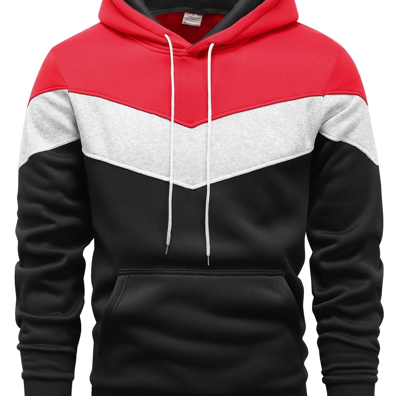 Men's Color Block Hoodie with Kangaroo Pocket - Perfect Streetwear Gift for Winter and Fall