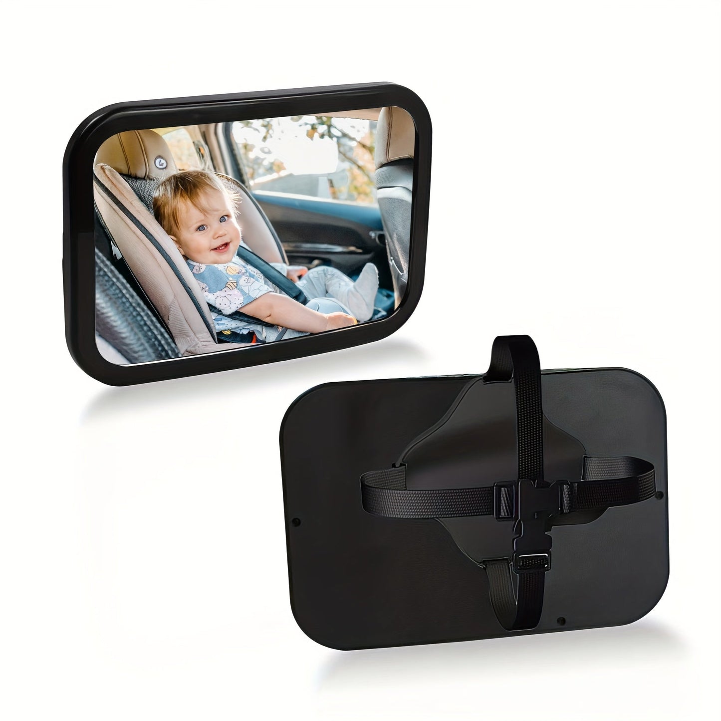 Durable Safety Car Mirror with 360-Degree Rotation, Wide Rear Facing View, and Crystal Clear Reflection