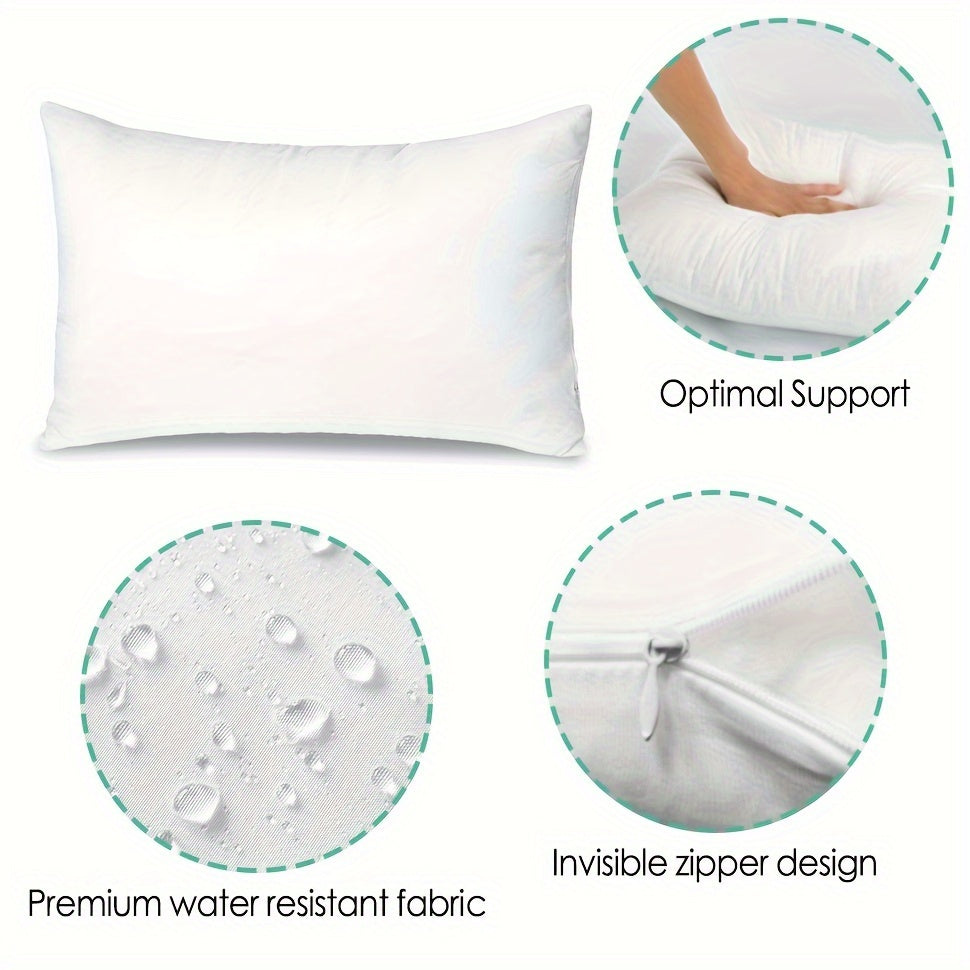 Waterproof and oil-resistant white waist pillow core, suitable for indoor/outdoor use in various settings, machine washable. Dimensions: 30.48x50.8 cm.