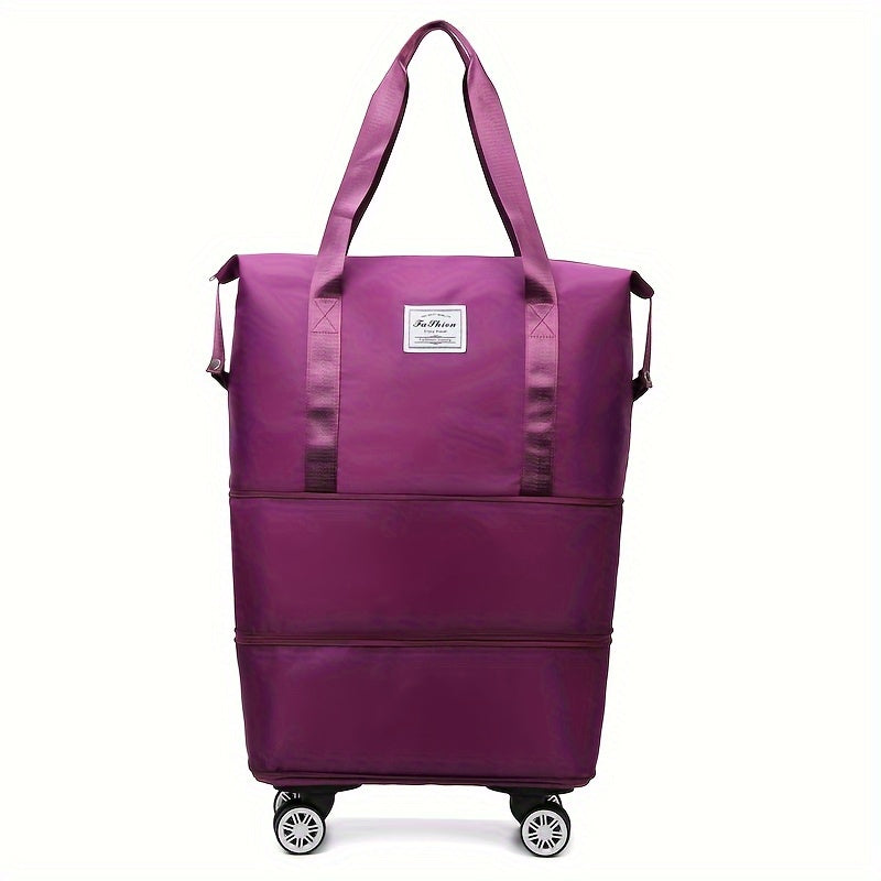 Large 3-layer travel bag with wheels - Waterproof nylon luggage for daily commute & moving