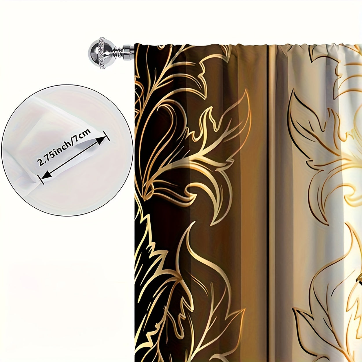 Two pieces of leaf print curtains with rod pocket, perfect for adding a decorative touch to your bedroom or living room. Enhance your home decor with these window treatments that are designed to bring a stylish flair to any room.