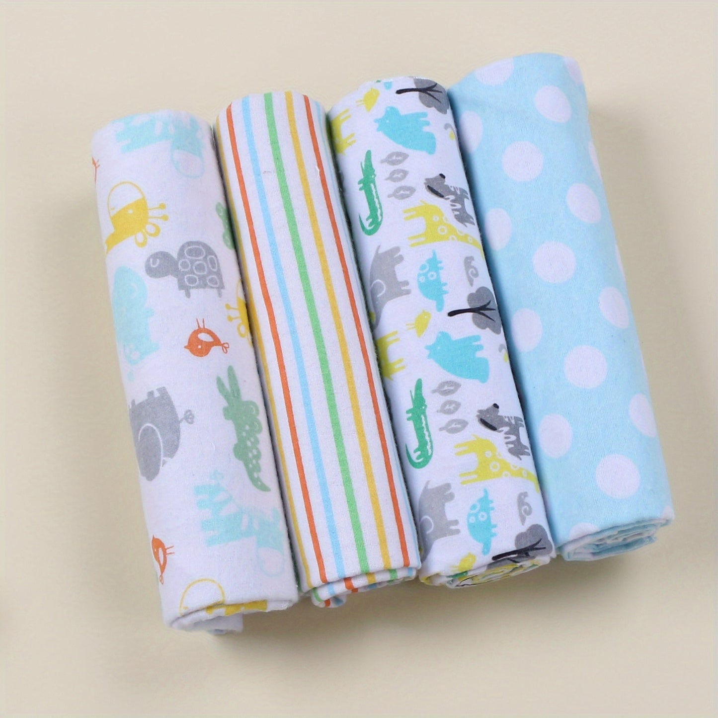 Set of 4 Baby Swaddle Blankets made of 100% Cotton Flannel - Super Soft Baby Wrap Towels - Suitable for Babies 0-12 Months - Perfect Easter Gift