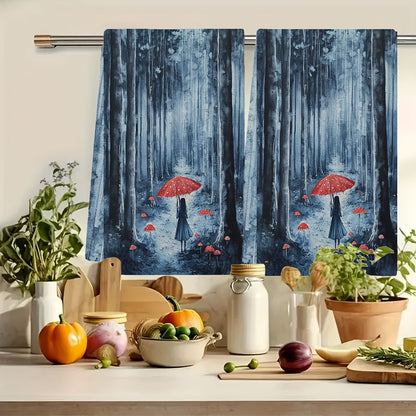 Get your hands on a set of two ultra-soft kitchen towels that showcase the mesmerizing beauty of a rain-soaked forest. These highly absorbent dish and hand towels are ideal for holiday decoration and can be easily cleaned in the washing machine. Each