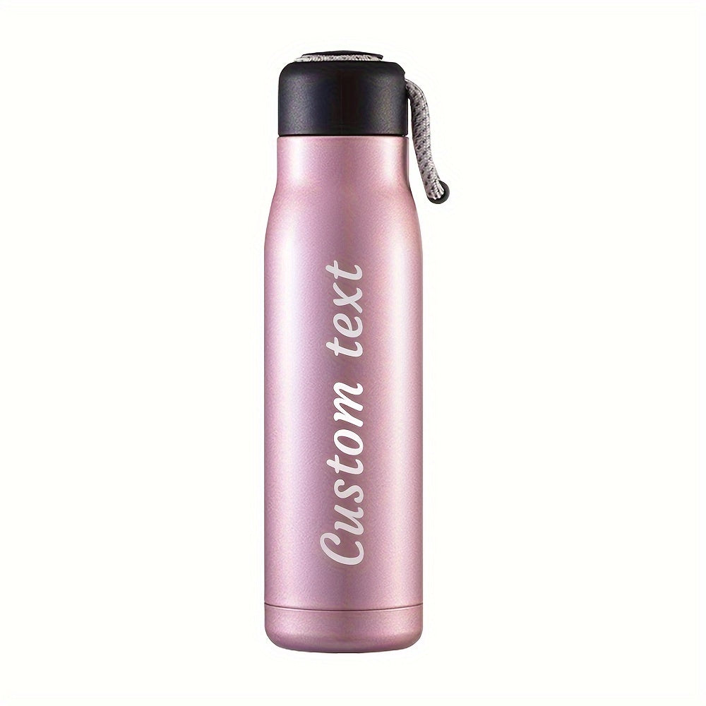 Custom engraved anime-themed stainless steel water bottle, insulated for travel, available in two sizes, perfect for water and gifting.