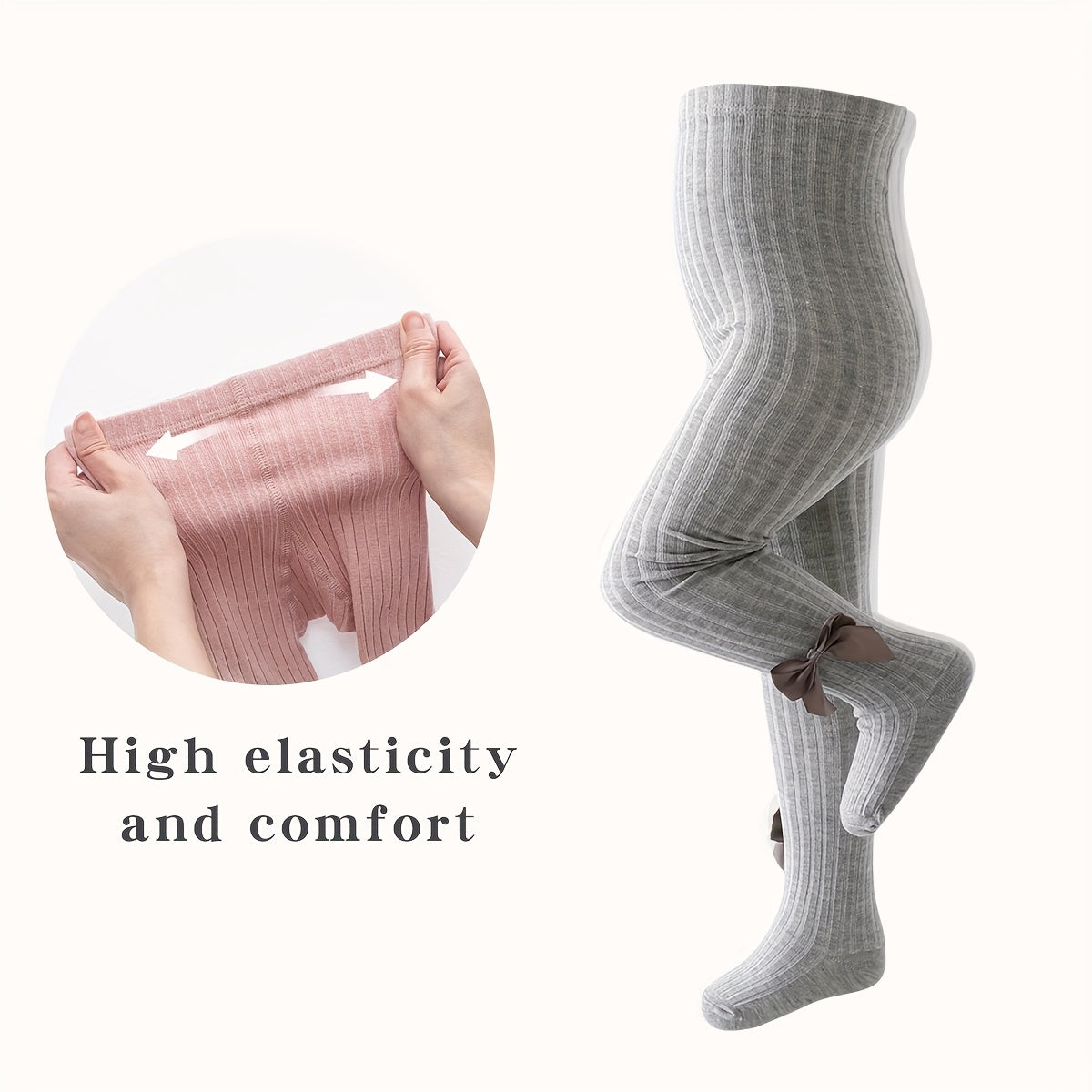 Adorable bow-knot girls' leggings socks in soft ribbed knit, perfect for dance and casual attire. Available in various colors.