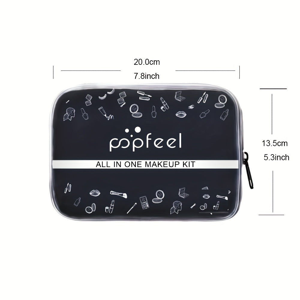 POPFEEL Travel Makeup Kit with Black Case, Multi-Product Beauty Collection for On-the-Go Touch-ups