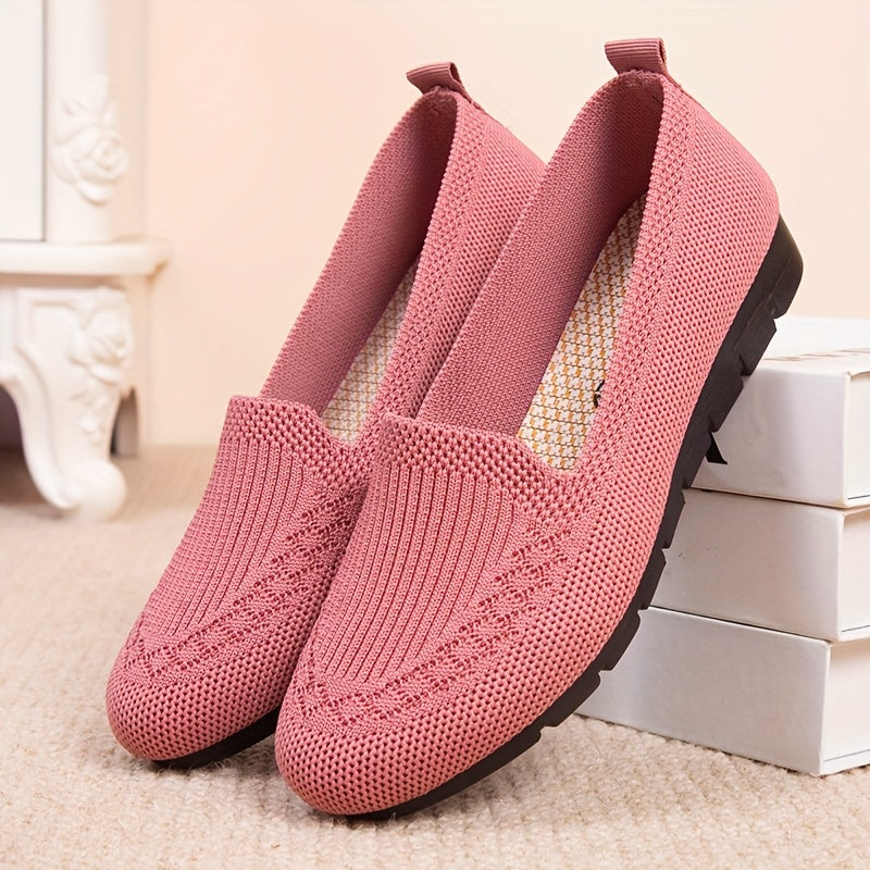 Women's Solid Color Knitted Loafers: Lightweight, Non-slip, Casual Walking Shoes