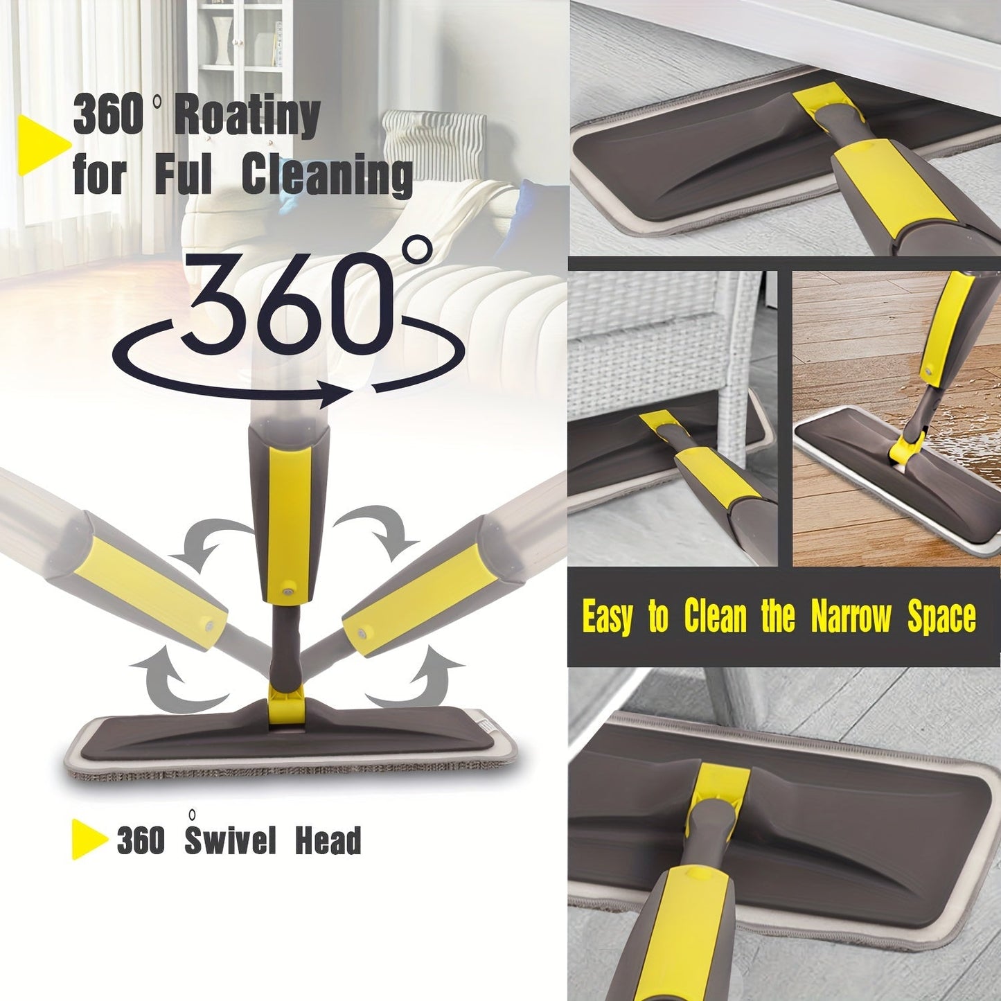 Clean your floors with ease using our Spray Mops. The Microfiber Dust Wood Floor Mop is perfect for removing dirt and grime, while the Wet Spray Mop comes with 1/4 reusable washable pads for convenient cleaning. Ideal for home or commercial use on