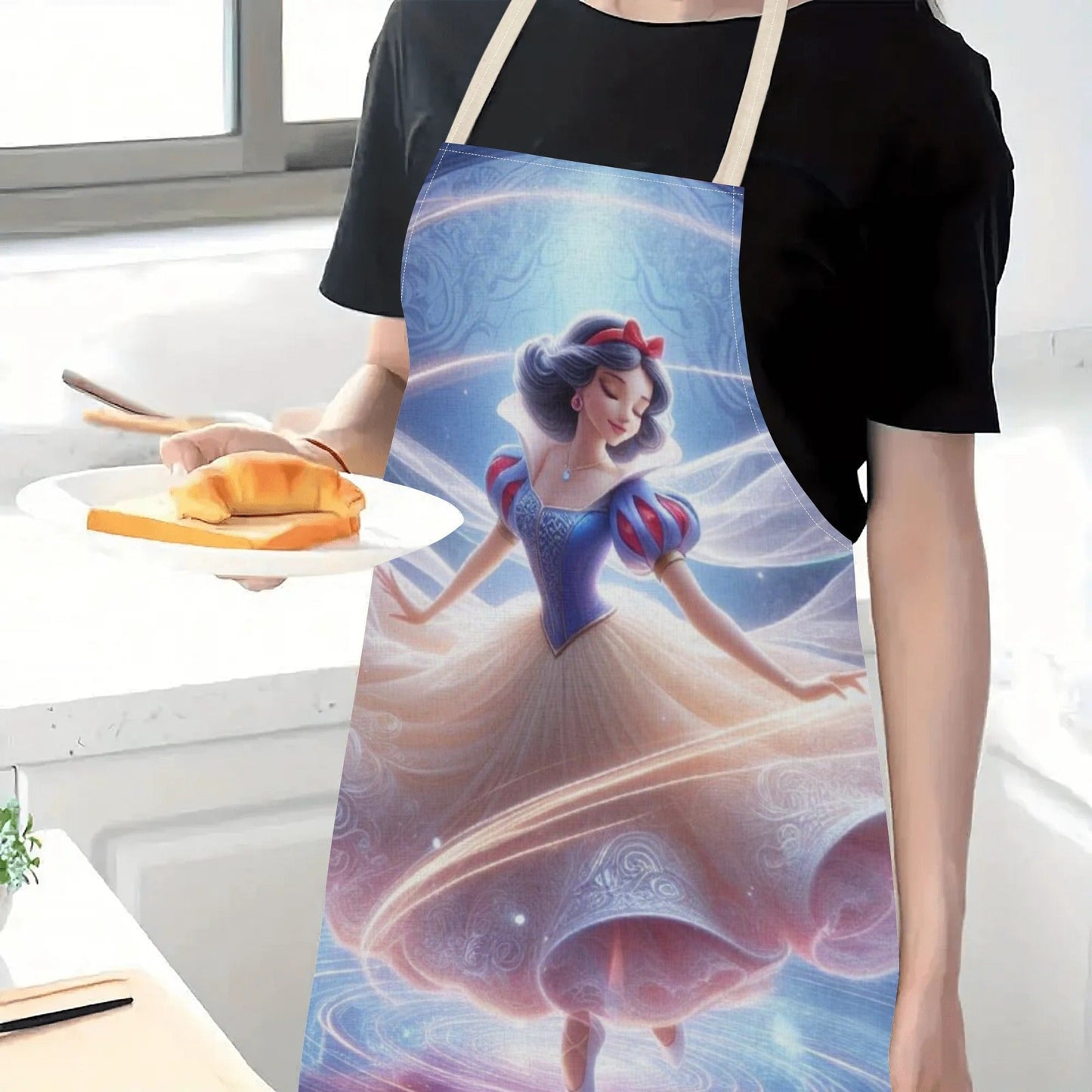 Shiny Polyester| Disney Cinderella Waterproof Apron - Enchanting Princess Pattern, Strong Polyester Material, Perfect for Home, Restaurants, Bakeries & Food Industry