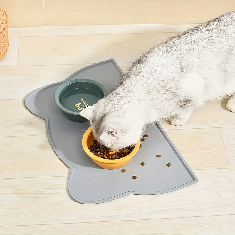 Waterproof silicone mat for pet food, non-slip and easy to clean. Ideal for dogs and cats.