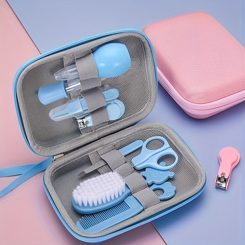 Portable and safe grooming and healthcare kit includes 8 pieces, such as a nasal aspirator, silicone brush, nail clippers, and tweezers. Perfect for daily personal care and makes a great gift for Halloween, Thanksgiving, and Christmas.