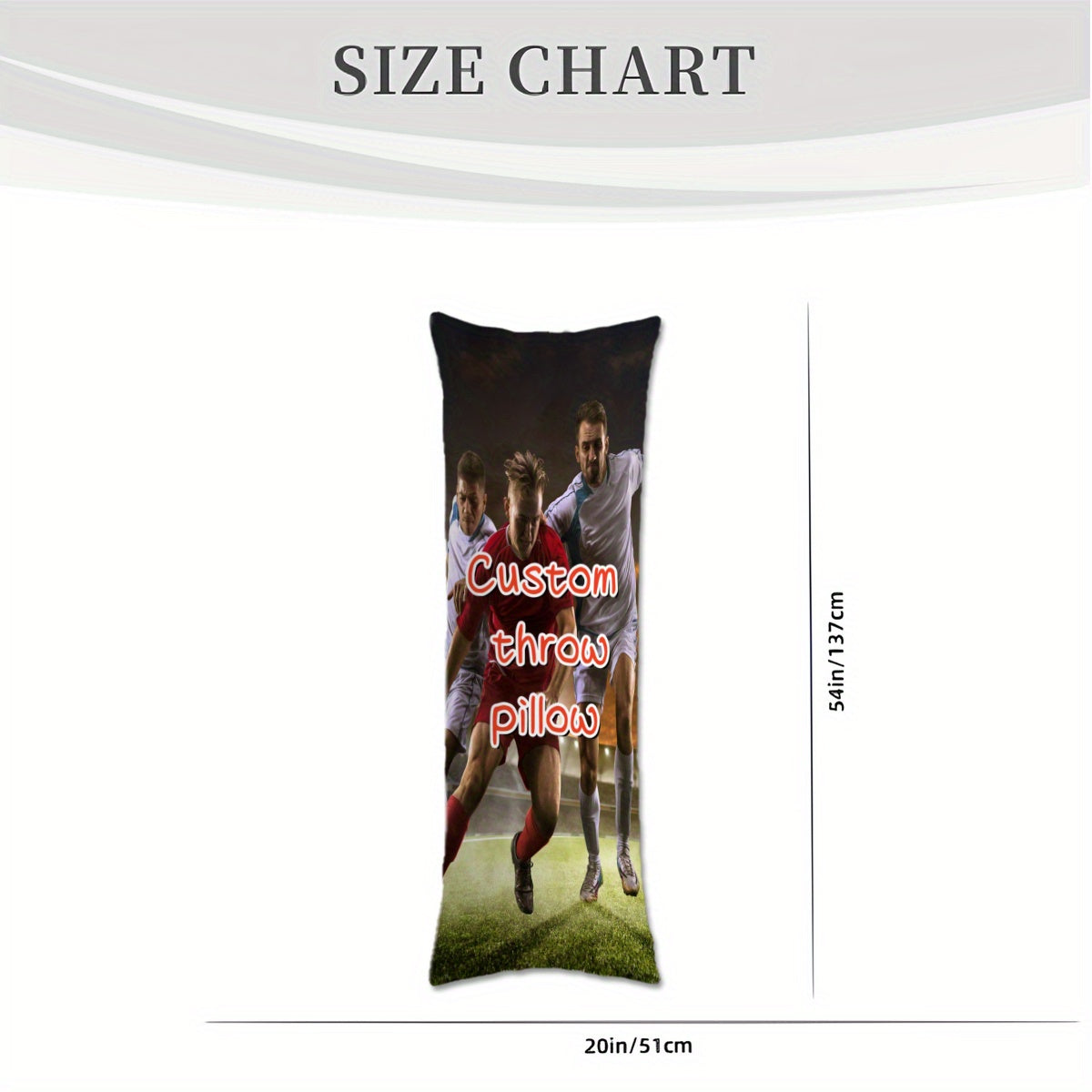 Personalized Extra Long Body Pillow measuring 50.8x137.16 cm, with Custom Plush Throw Pillowcase, Double-Sided Printing in Various Colors. Does not include Insert. Perfect for showcasing Anime, Family, and Idol Photos.