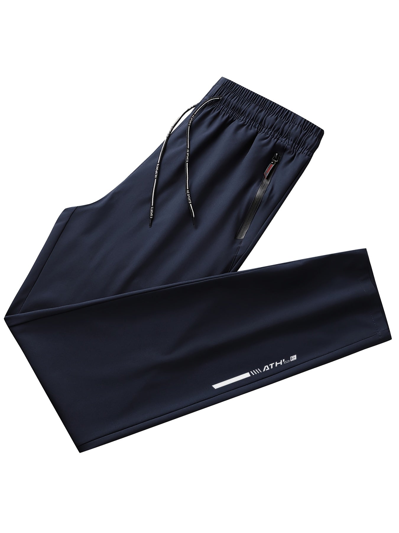 Men's 3-pack casual running pants made from 100% polyester non-stretch woven fabric. Features regular fit with zipper details, print pattern, and summer breathable quick-dry design.