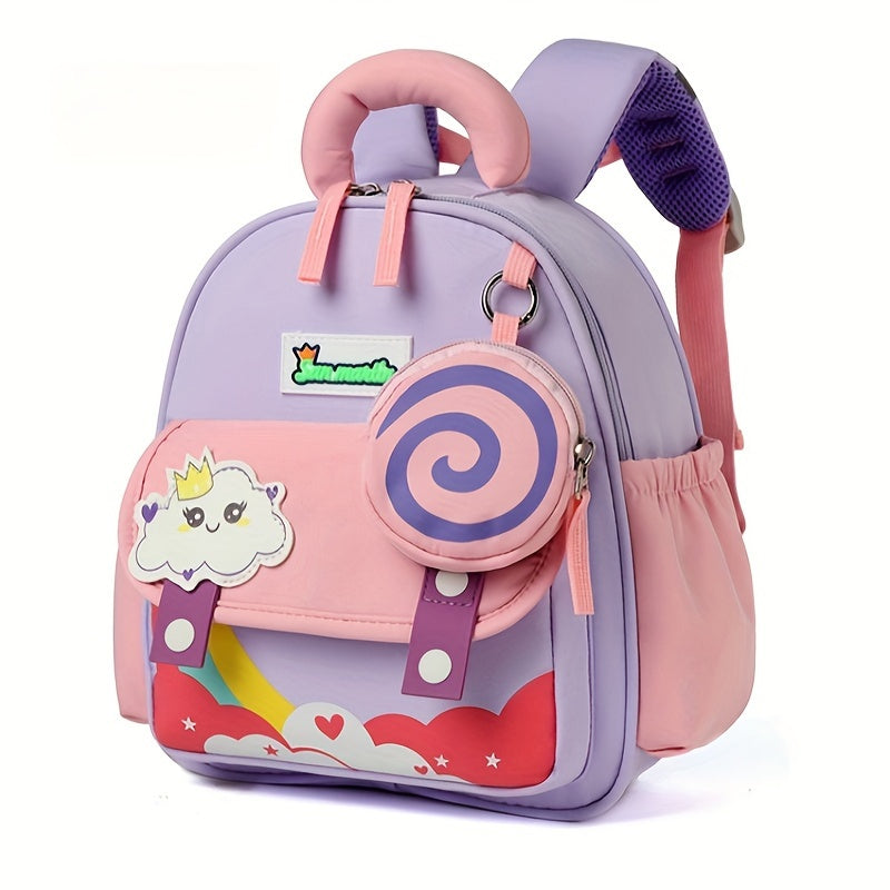 Cute cartoon mini backpack for kids - lightweight, durable nylon with adjustable straps and polyester lining