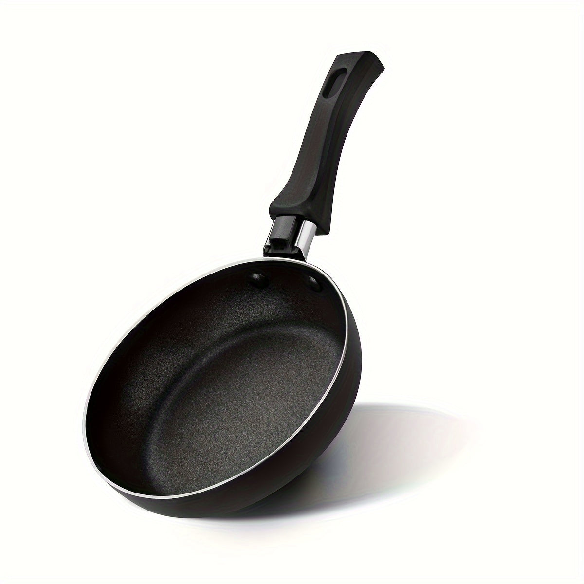 Small nonstick omelet and pancake pan, measuring 13.97 cm - Made from dishwasher safe aluminum with a silicone handle and 5-layer nonstick coating - Resistant to warping and scratching, ensuring a smooth surface for non-induction cooktops.