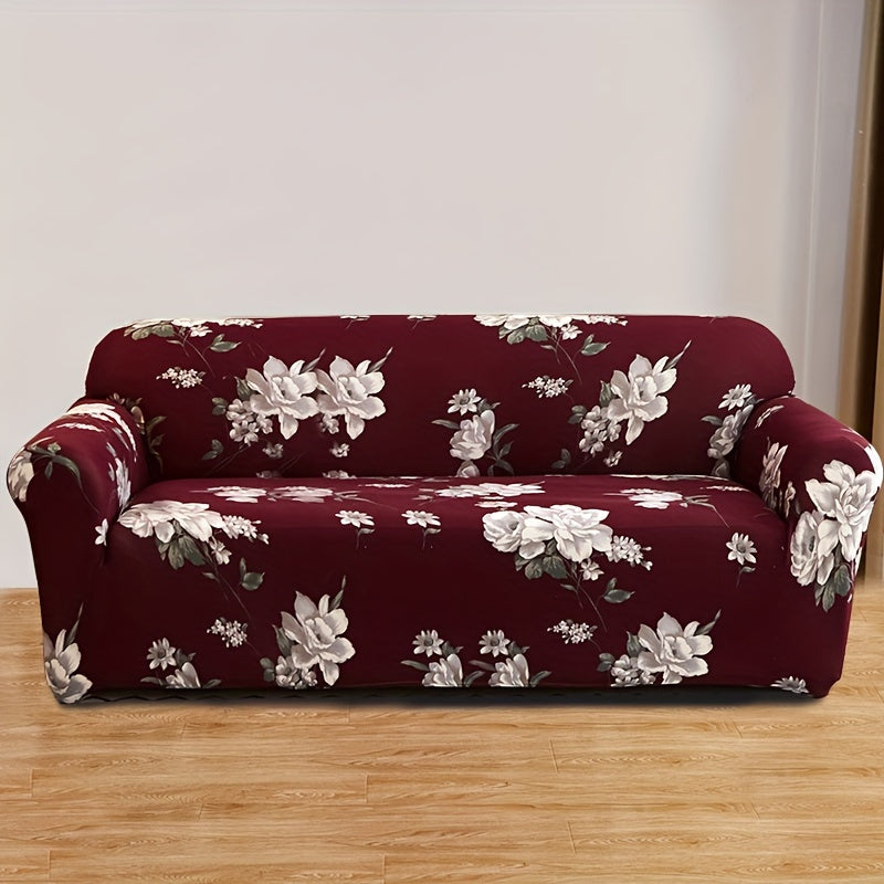 Four Seasons Printed Sofa Cover with Elastic Slipcover for Couch Protection from Cats, Ideal for Living Room or Office.