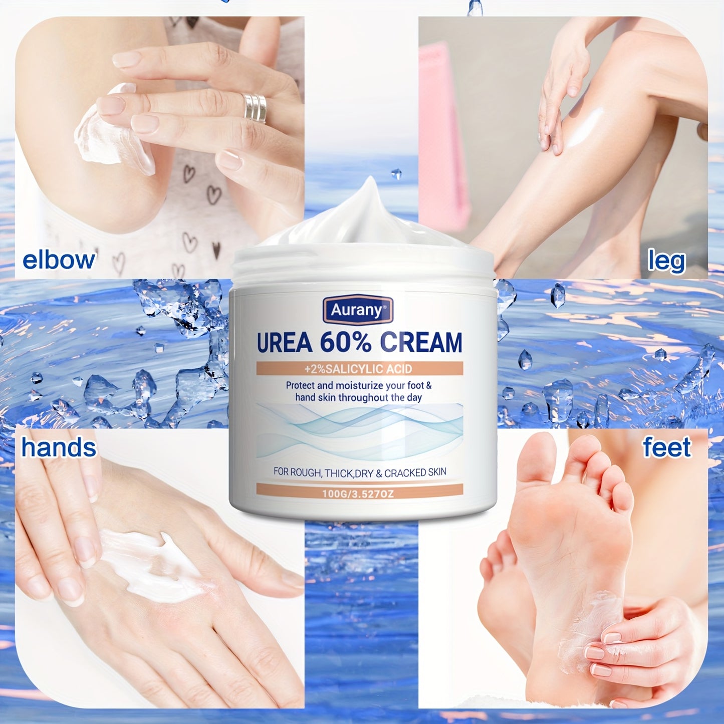 Urea Cream with Salicylic Acid for dry skin, moisturizes feet, knees, and elbows - 100G