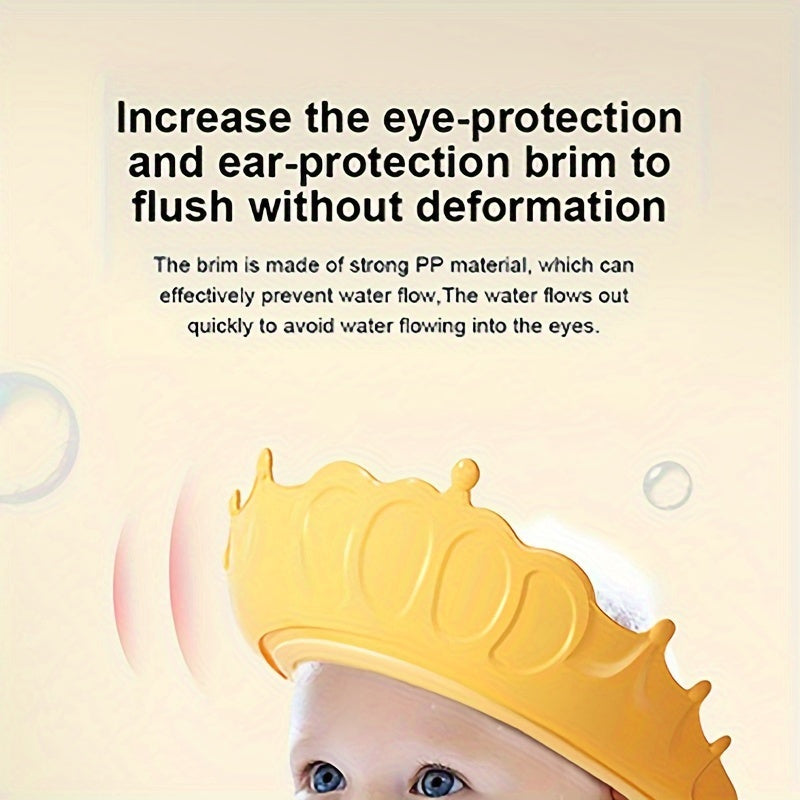 Baby Shower Cap Waterproof Shampoo Hat - 1 Piece, Protects Ears and Eyes, Cute Crown Shape Adds Fun to Bath Time, Multiple Color Options Available.