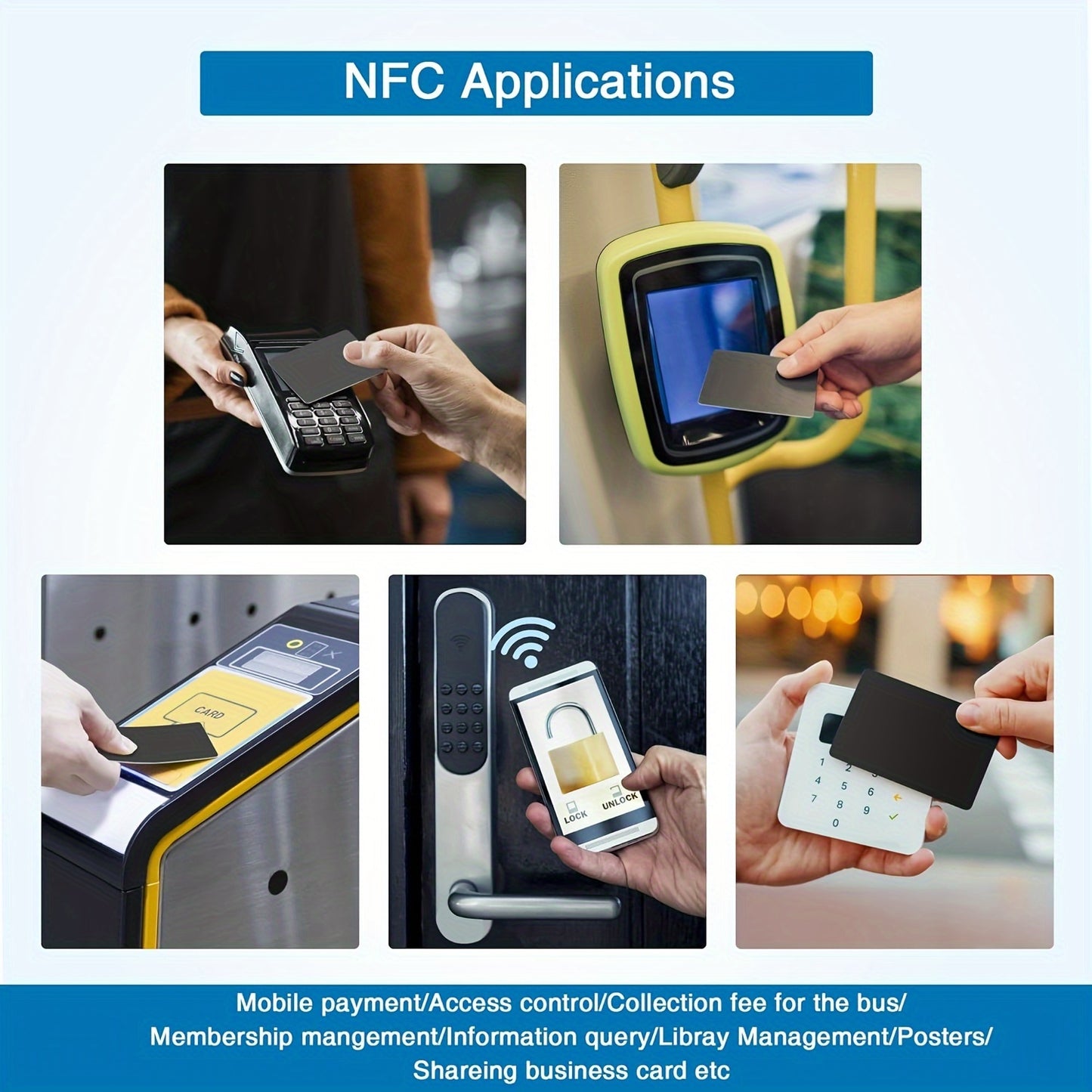 NTAG215 NFC blank PVC black cards with 504 bytes memory and programmable chip-compatible with all NFC-enabled smartphones.