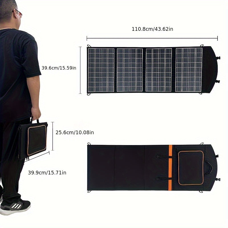 Portable 60W Solar Charger with Dual USB Fast Charging for Phones & Tablets, Foldable design, Outputs of 5V/3A, 9V/2A, 12V/1.5A