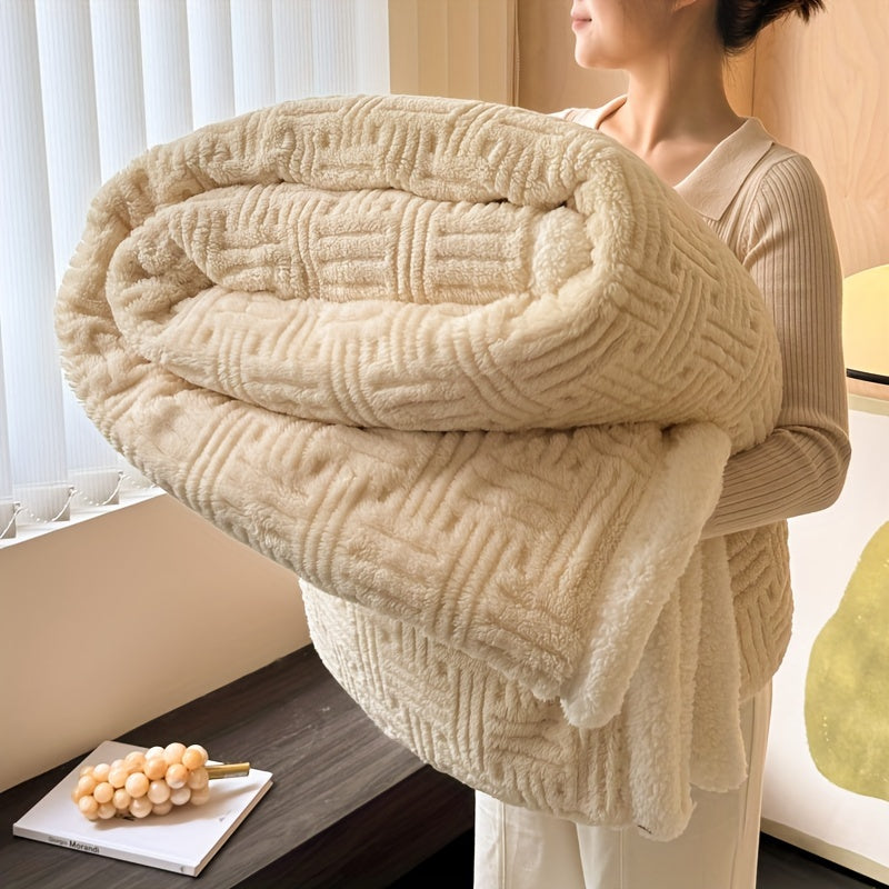 Luxurious Rabbit Velvet Pull Rod Single Layer Blanket Cover for Office or Sofa. Can be used as an Air Conditioner Blanket, Quilt, Nap Blanket, or Sofa Blanket in Winter. Suitable for all seasons.