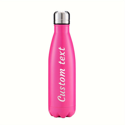 Custom engraved stainless steel water bottle, leak proof, BPA-free, ideal for sports and daily use. Hand wash only.