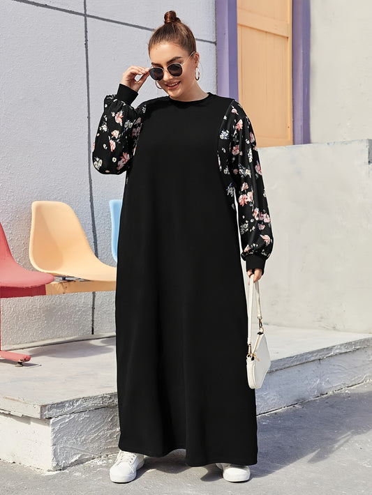 Plus-size floral dresses for European and American women's casual fashion