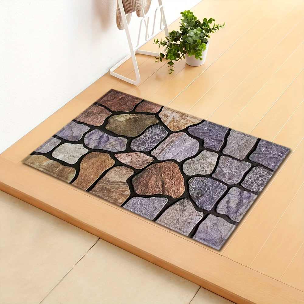 Create a pebble-patterned absorbent strip floor mat for the kitchen, bathroom, or bedroom. This non-slip floor mat can also be used on sofas or carpets in your home.