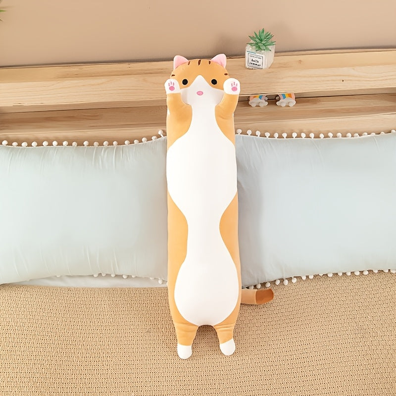 50/70cm cat-shaped pillow, contemporary style plush toy, home decor, gift cartoon plush, hypoallergenic polyester, machine washable, medium firmness, whole body support, portable, 100-120 gsm fabric weight.