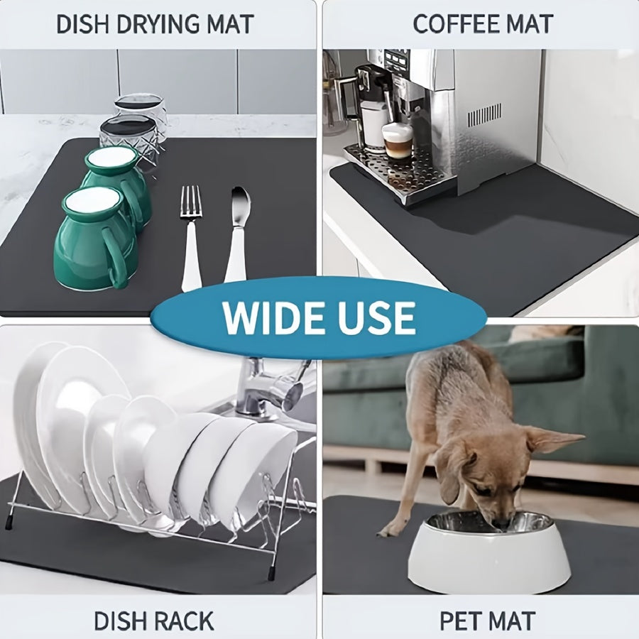 Floral Pattern Coffee Machine Mat, Multi-Functional Dish Drying Pad with Silica Gel Non-Slip Soft Pad for Kitchen and Bathroom. Easy to Clean with Polyester Cover and Silica Gel Material.