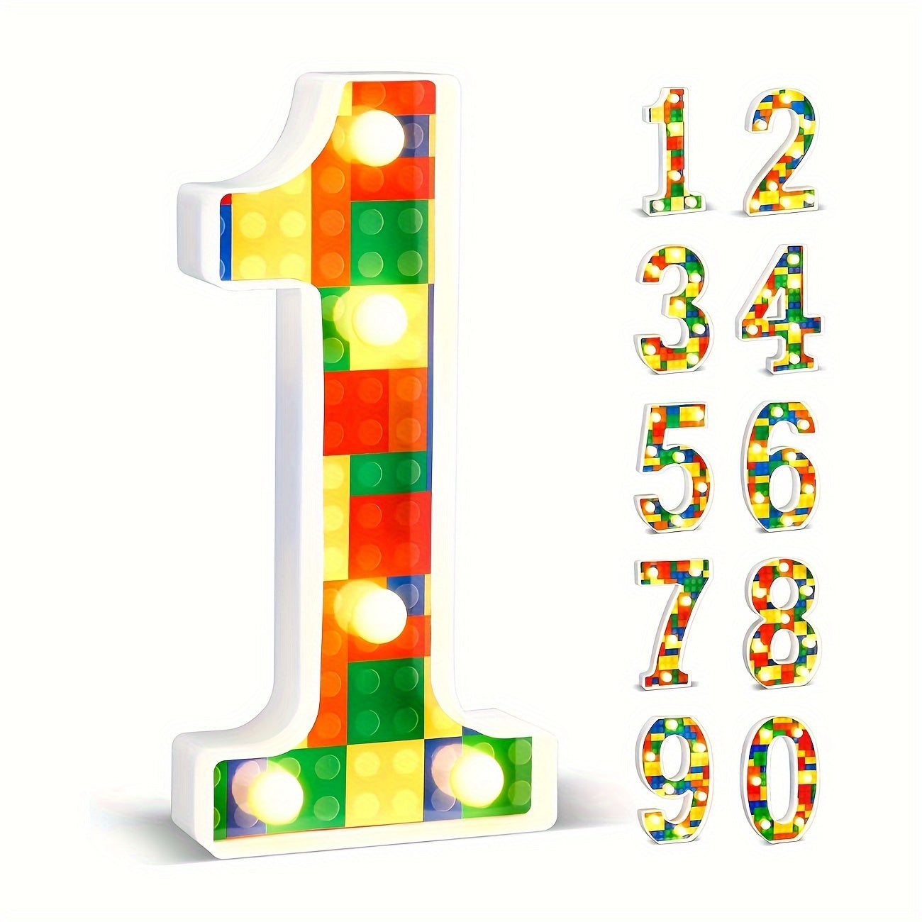 1pc Colorful LED Light-Up Building Block Number, Battery-powered, Durable Plastic, AA Batteries Required, Perfect for Parties, No Batteries Included