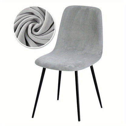 Arc-shaped short back chair slipcover made of velvet fabric, suitable for bar chairs in dining rooms and home offices.