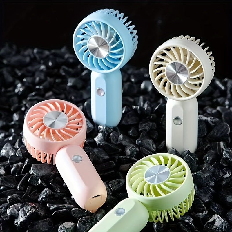 Compact Mini Fan - Rechargeable via USB, Handheld Fan with 3 Speeds and Extended Battery Life, Ideal for Office, Bedroom, Travel, Camping, and Outdoor Activities