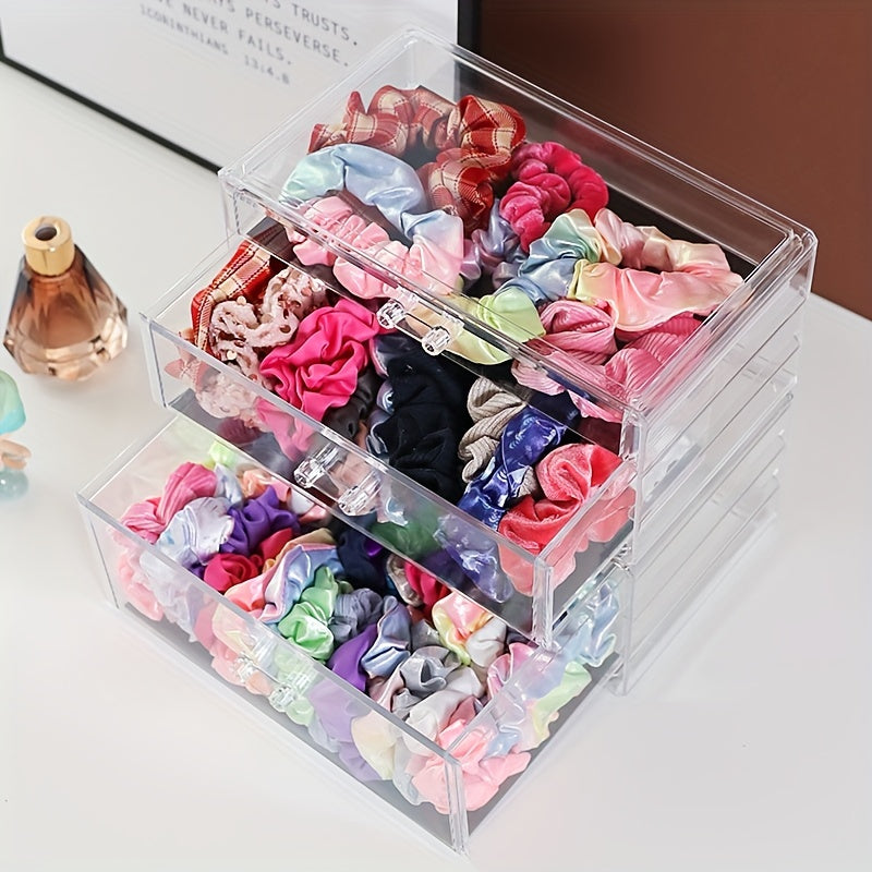 Hair accessories storage jewelry box with transparent and dustproof design, featuring an elastic band for hair rings and a comb box for hair clips. This large capacity storage box is perfect for organizing and storing all your jewelry.