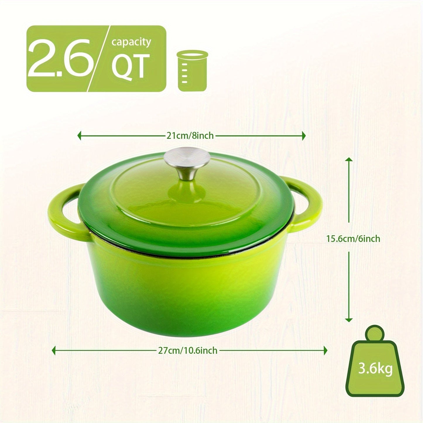 Versatile Cooking Pot with Lid - 2.6QT Enameled Cast Iron Dutch Oven, Ideal for Home Kitchens & Restaurants