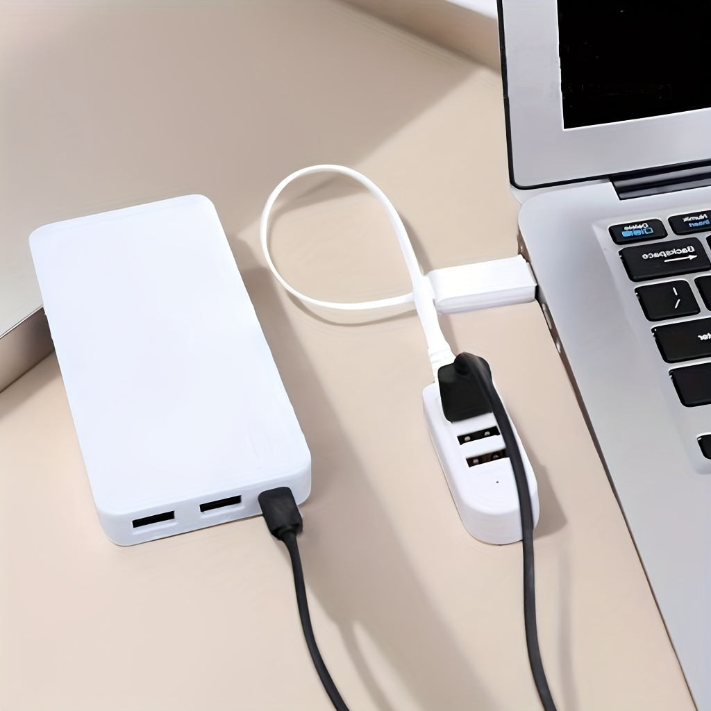 3-in-1 USB Multi-Port Adapter Cable with various functions including USB charging with data transfer, night light, card reader, fan, and other USB devices. Male to female polarity