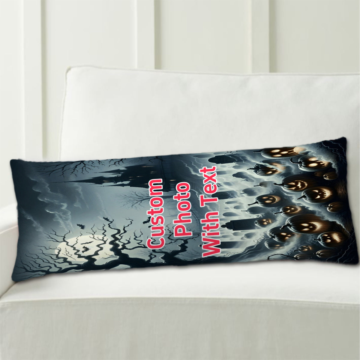 Long Body Pillow Cover featuring Custom Photo - Made with Soft Plush Fabric, Double-Sided Design - Ideal for Halloween, Anime, Thanksgiving, Christmas, Birthdays, and Wedding Anniversaries - Measures 50.8x137.16 cm