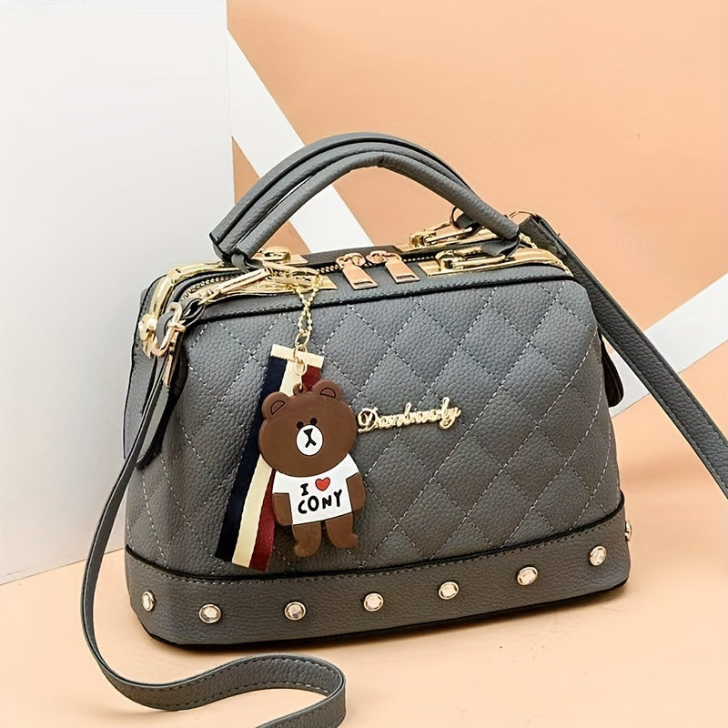 Small Xiangfeng Fashion Handbag with Rhombus Pattern, Single Shoulder Crossbody Bag