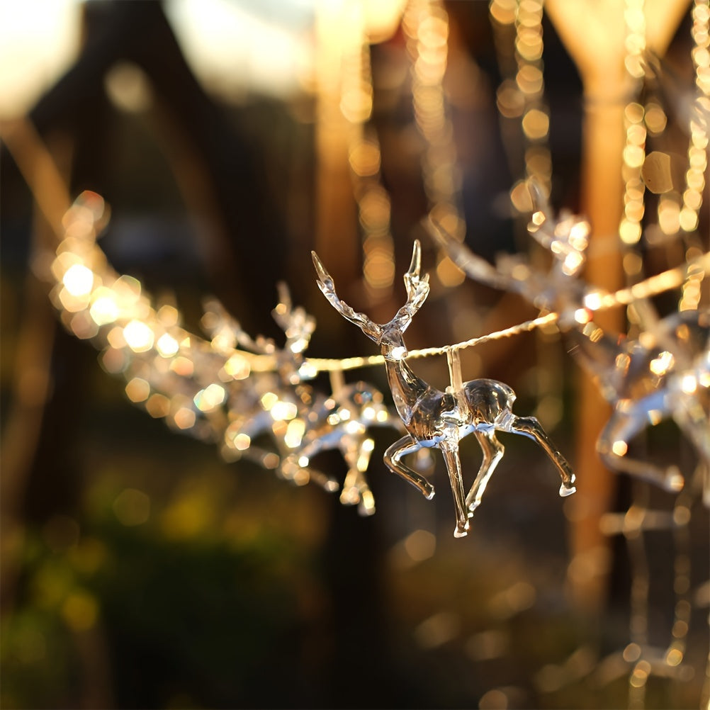 Reindeer LED string lights for holiday and wedding decor, battery-operated and versatile for various settings. Good for trees, curtains, wreaths, gardens, and bedrooms. (Batteries not included)