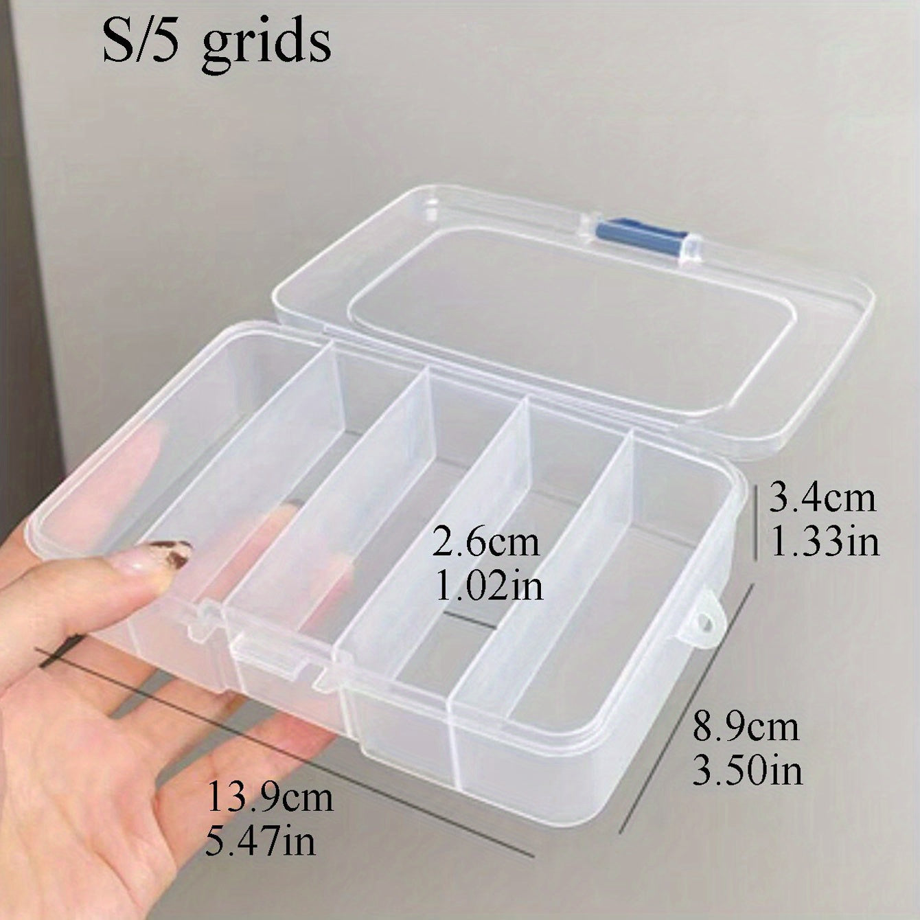 Clear plastic organizer with cover for jewelry and household items, suitable for bedroom, desktop, vanity, dresser.