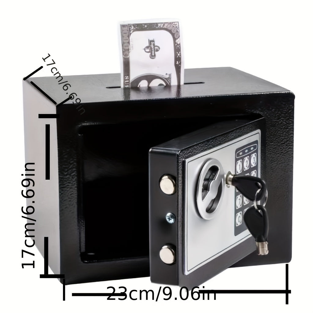 1pc Electronic Password Lock Safe Box for storing coins, paper money. Can be used for household or office storage.