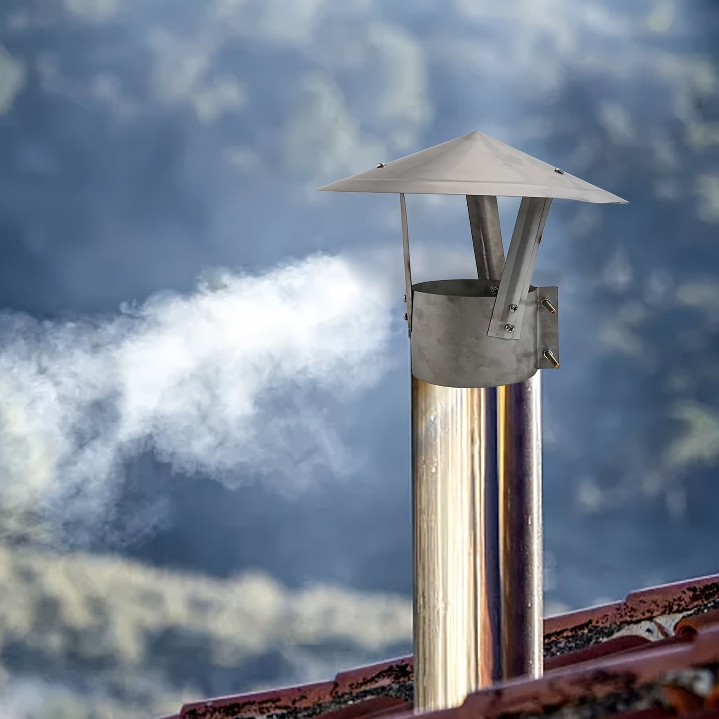 Stainless Steel Chimney Cap in Mushroom Shape for Fireplaces - Made with Durable 304 Metal, Rainproof Cover for Stove Pipe