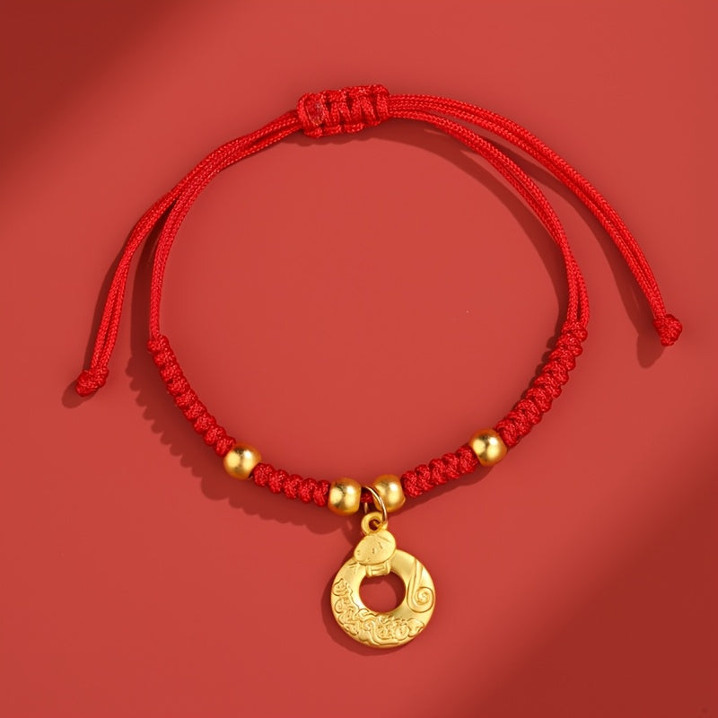 Incorporating a Chinese style and adorned with red thread jewelry, the 2025 Lucky Snake Symbol Red Thread Woven Bracelet showcases five snake pendants, creating a one-of-a-kind piece. Perfect for gifts on birthdays, Valentine's Day, Mother's Day, or as a