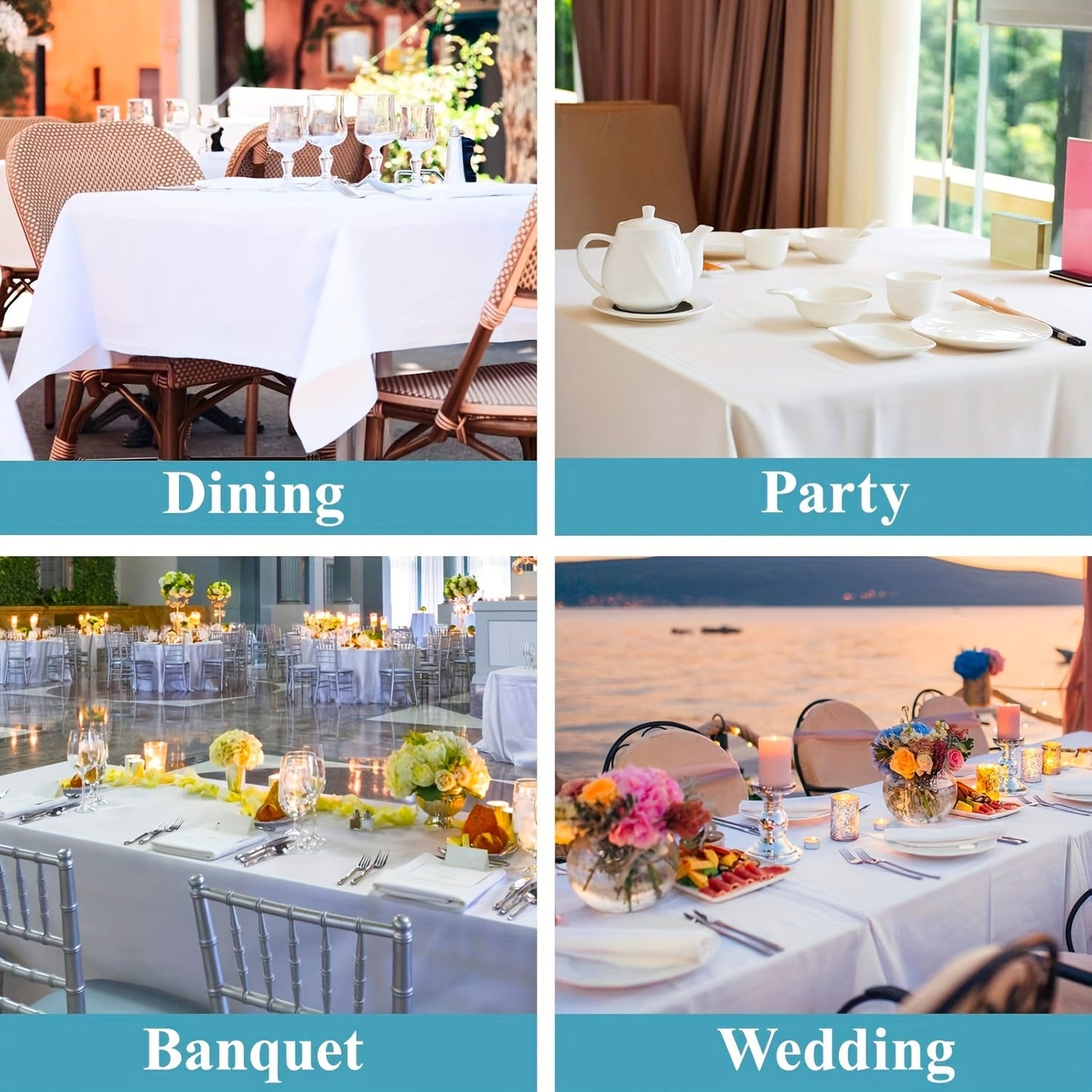 Essential for weddings and parties, this rectangular disposable plastic tablecloth is made of durable PEVA material. Measuring 137.16x274.32cm, it is waterproof and suitable for a variety of occasions, including birthdays, celebrations, and even bathroom