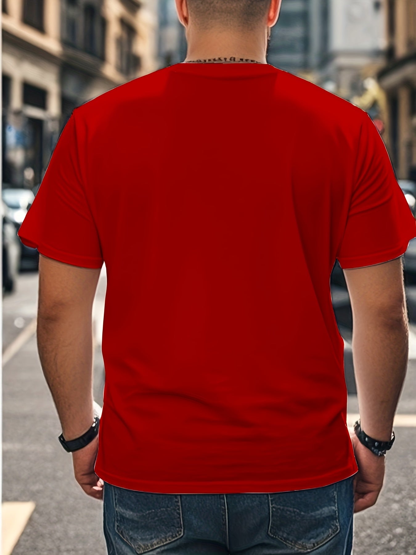 Plus size men's printed t-shirt, perfect for outdoor and party wear.