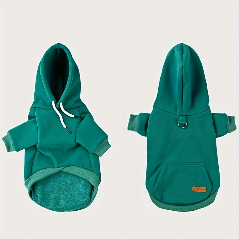 Small dog pet hooded sweatshirt made of 65% polyester and 35% knit, ideal for Schnauzer, Poodle, and Teddy breeds. Available in green, requires hand wash.