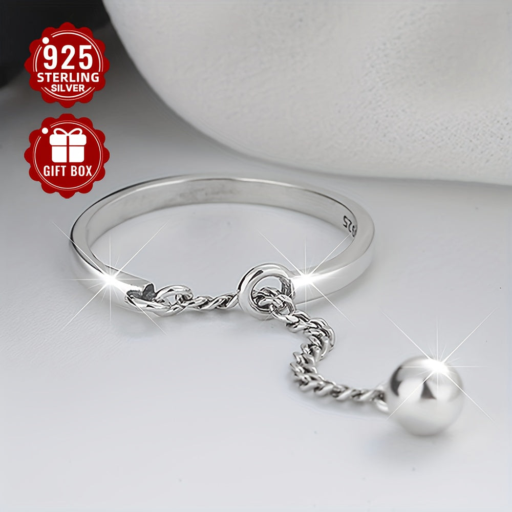 Versatile and simple, the 1PC S925 Sterling Silver Lucky Bead Tassel Plain Ring is a perfect accessory for women with a elegant temperament. This ring weighs about 1.9g and is suitable for both casual wear and formal occasions like banquets. Perfect for