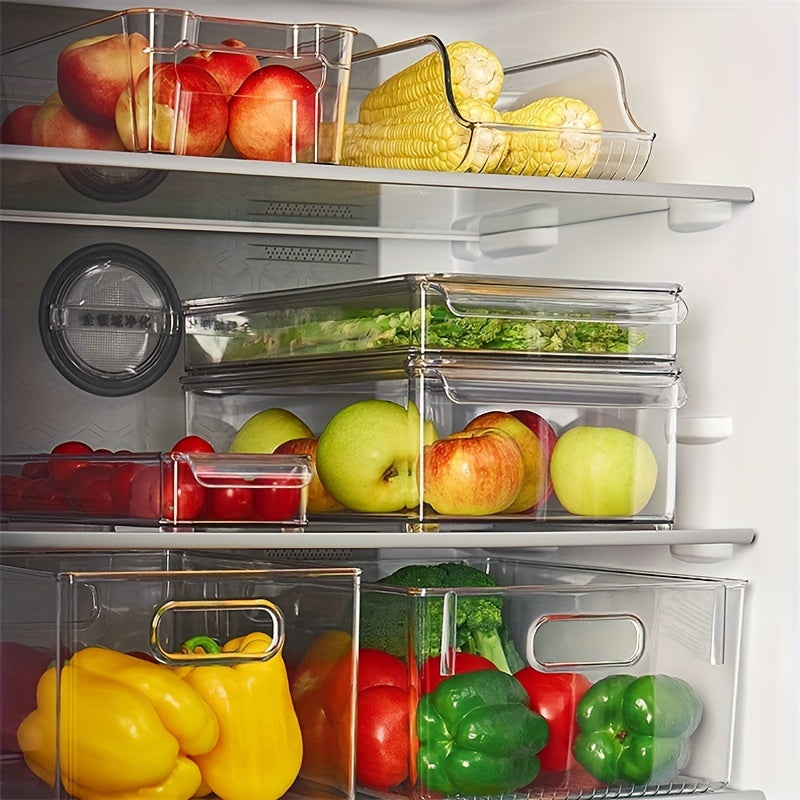 Spacious Clear Plastic Food Storage Box with Handle - Drawer Design, Freezer-Safe Container for Fruits & Veggies, BPA-Free, Great for Fridge Organization