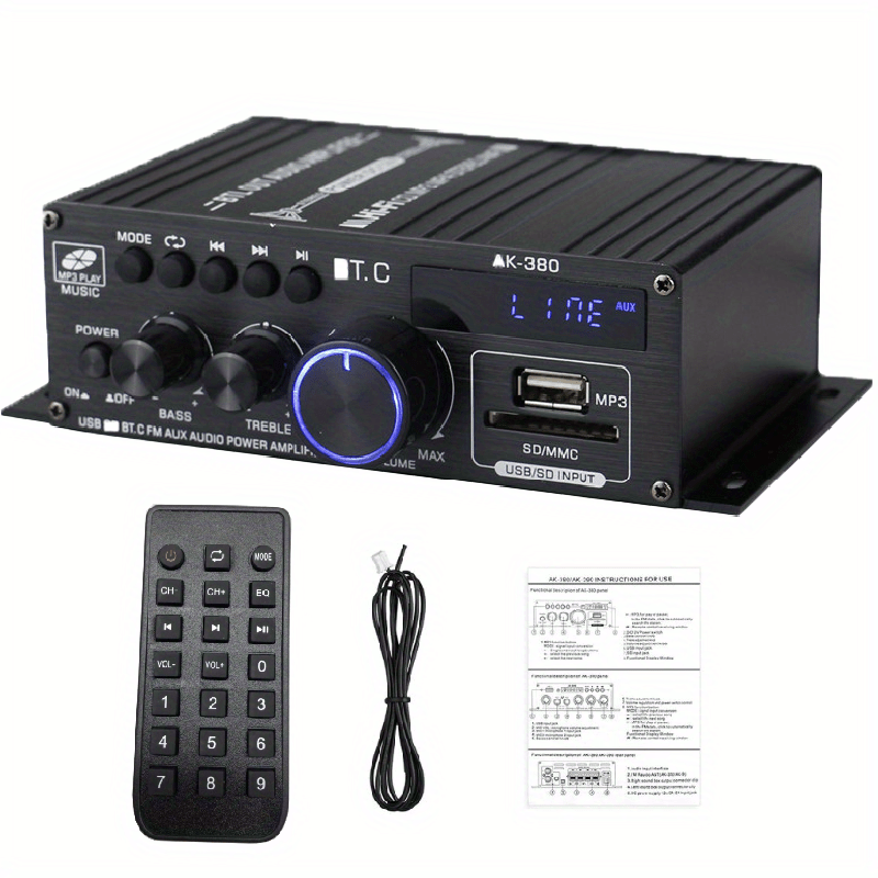 1 Set 800W 2 Channel Mini HIFI Power Amplifier for Home and Car Audio Stereo Amp with FM